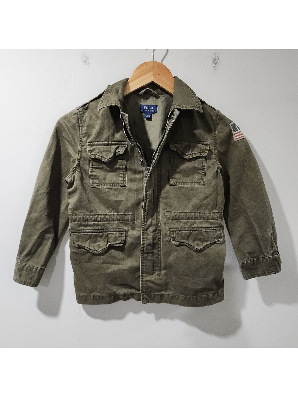 Polo Ralph Lauren Military Army Field Fatigue Jacket USA Flag Boys Kids 6